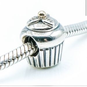 RETIRED Authentic Pandora Cupcake Charm With 14K Gold